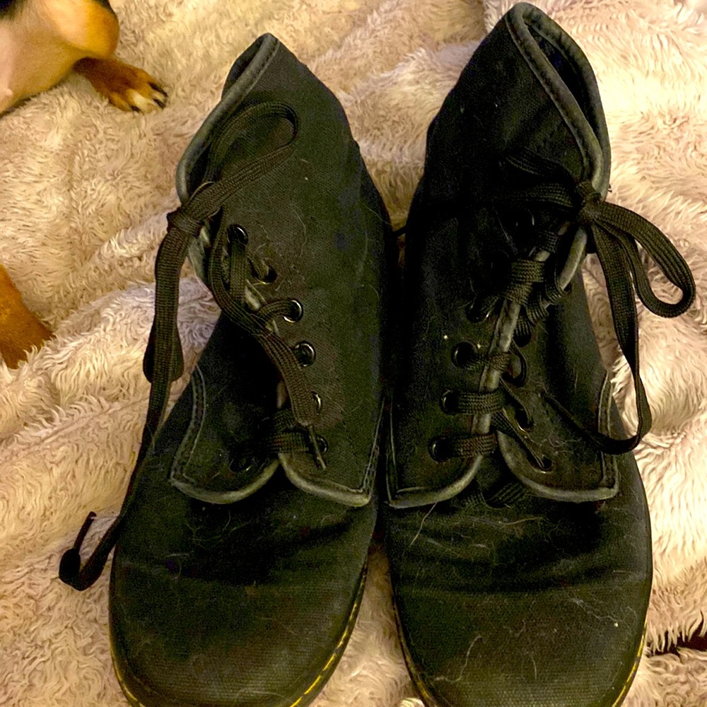 Doc martens high top canvas black sneakers size 8